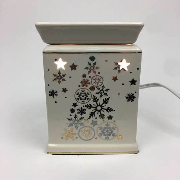 Other - Square‎ Tabletop Plugin Candle Warmer Christmas Tree Stars Gold Silver Metallic